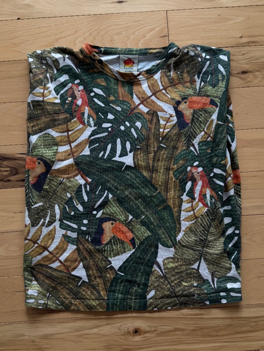 Farm Rio Paradise Forest T-shirt Cotton Toucan Tropical Tank Top S - Picture 3 of 5